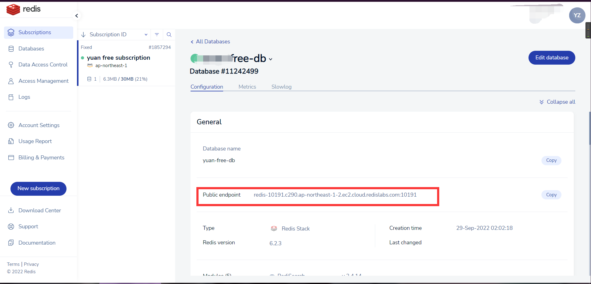 博客免费数据库redislabs连接地址