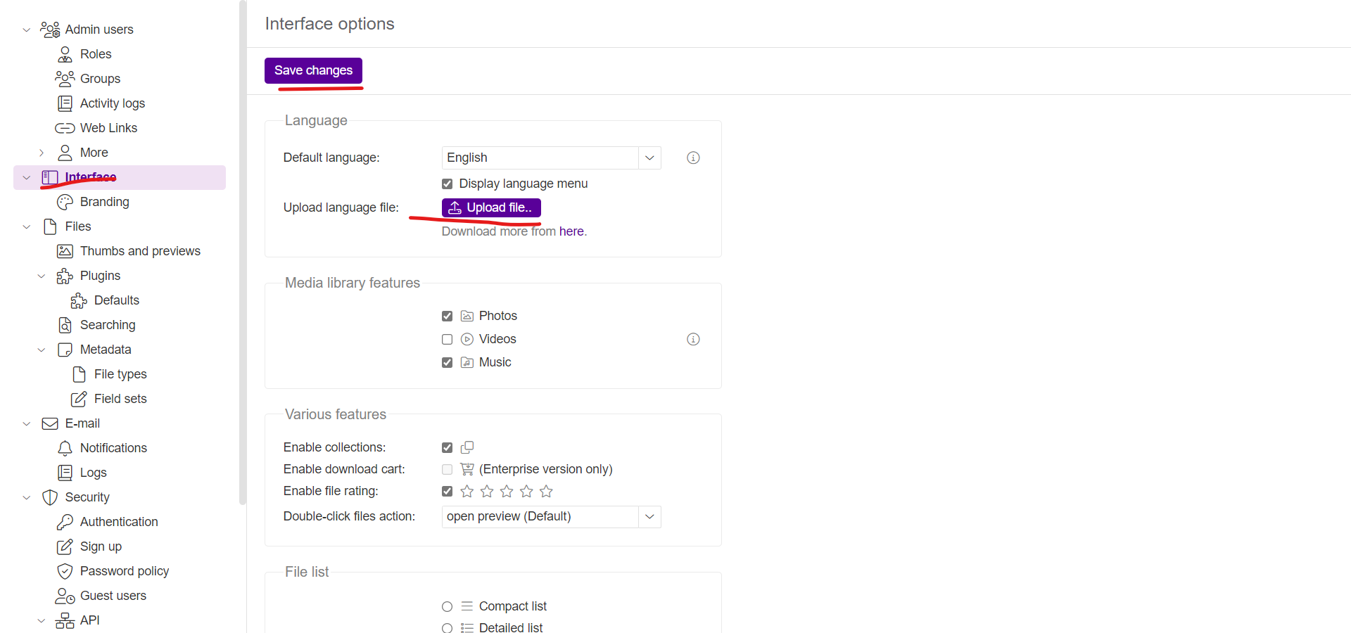 博客树莓派filerun上传汉化文件
