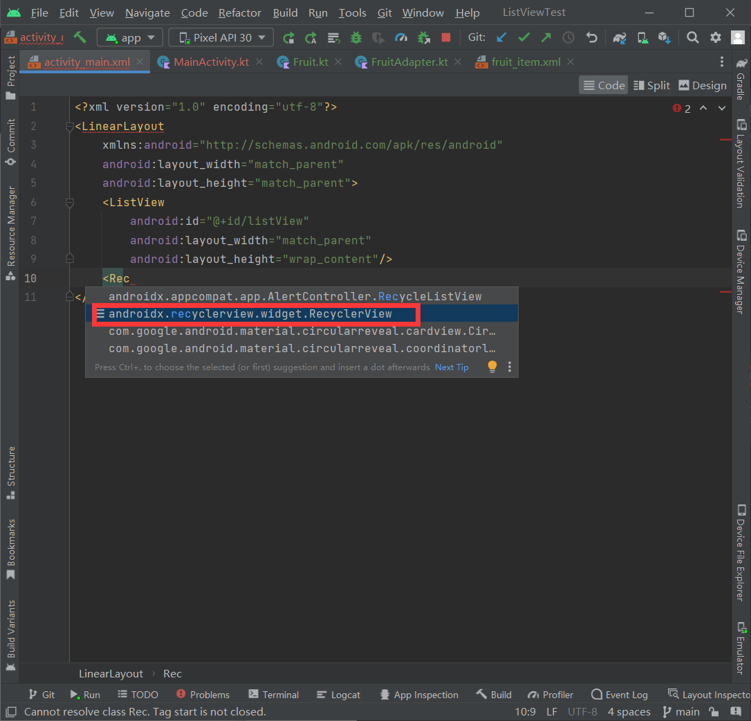 博客第一行代码检查是否存在RecyclerView2