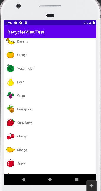 博客第一行代码3学习recyclerView效果1