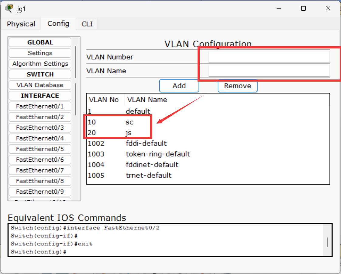 创建 VLAN 10 和 VLAN 20